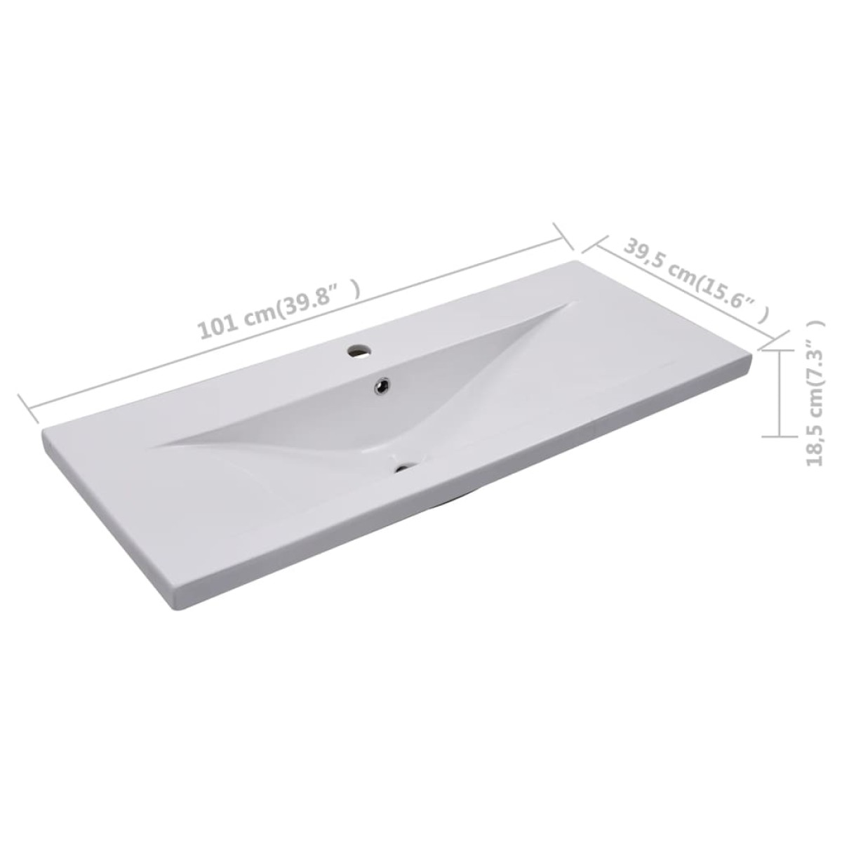 vidaXL Νιπτήρας Ένθετος Λευκός 101 x 39,5 x 18,5 εκ. Κεραμικός