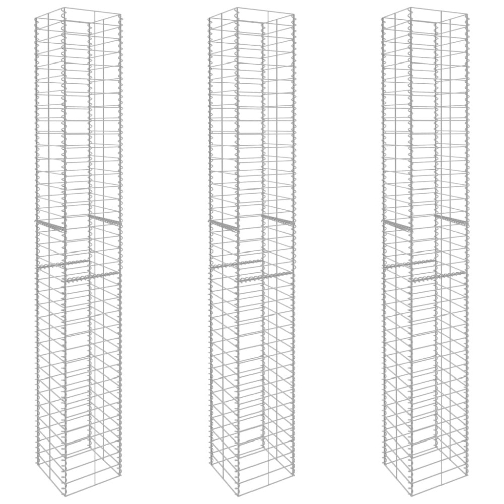 vidaXL Συρματοκιβώτια Σετ 3 τεμ. 25 x 25 x 197 εκ. Γαλβανισμένο Ατσάλι