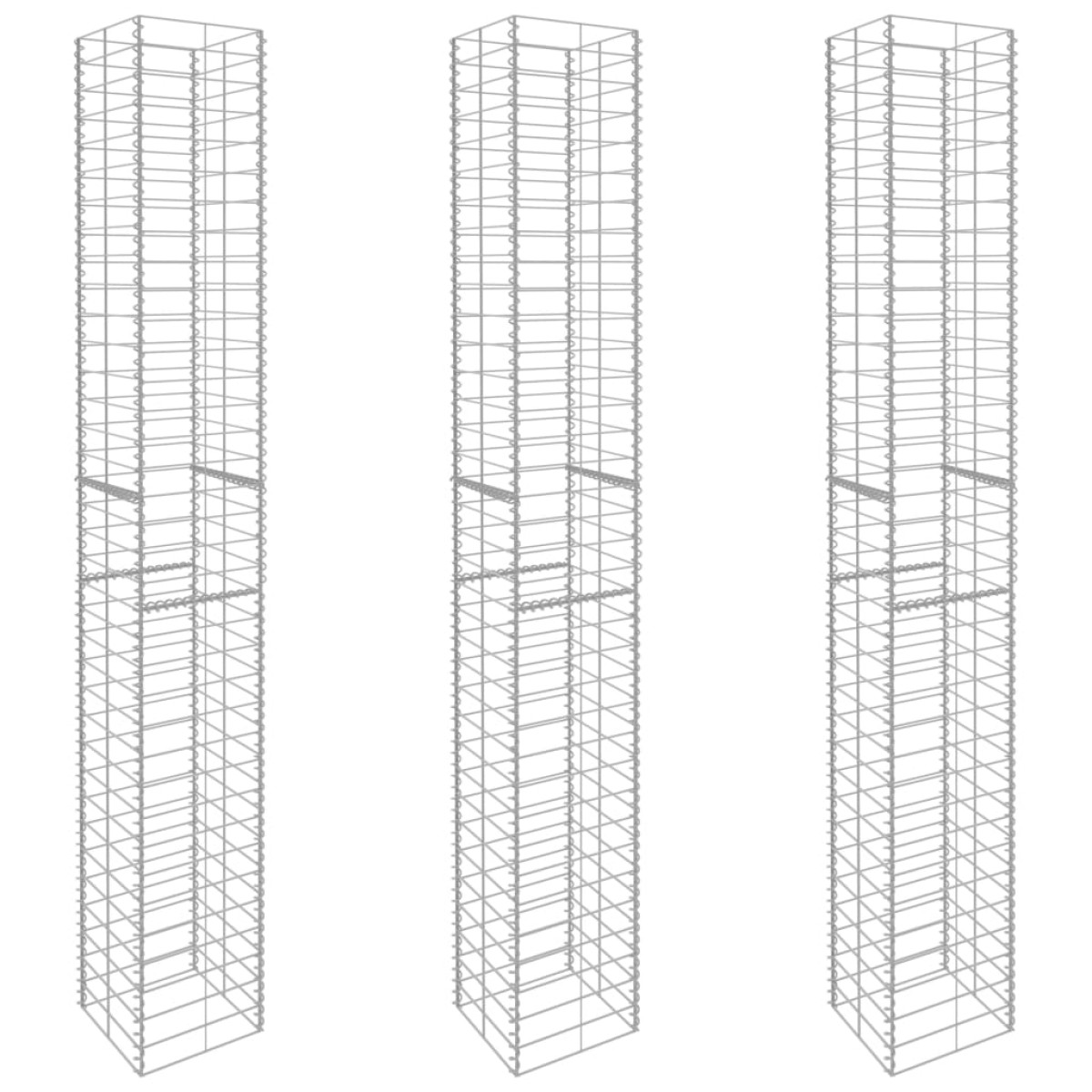 vidaXL Συρματοκιβώτια Σετ 3 τεμ. 25 x 25 x 197 εκ. Γαλβανισμένο Ατσάλι