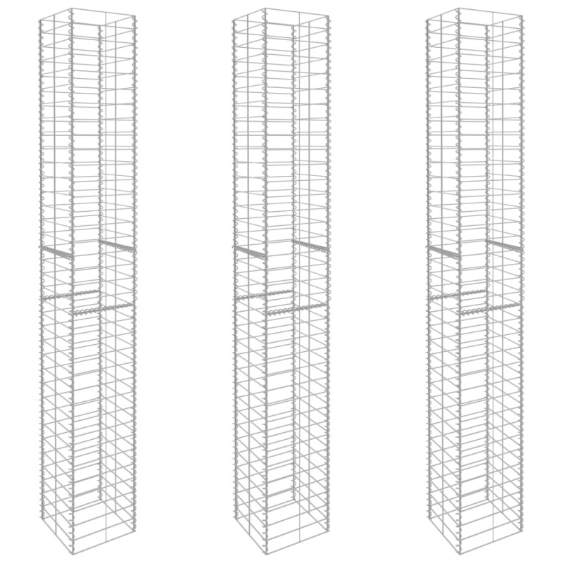 vidaXL Συρματοκιβώτια Σετ 3 τεμ. 25 x 25 x 197 εκ. Γαλβανισμένο Ατσάλι