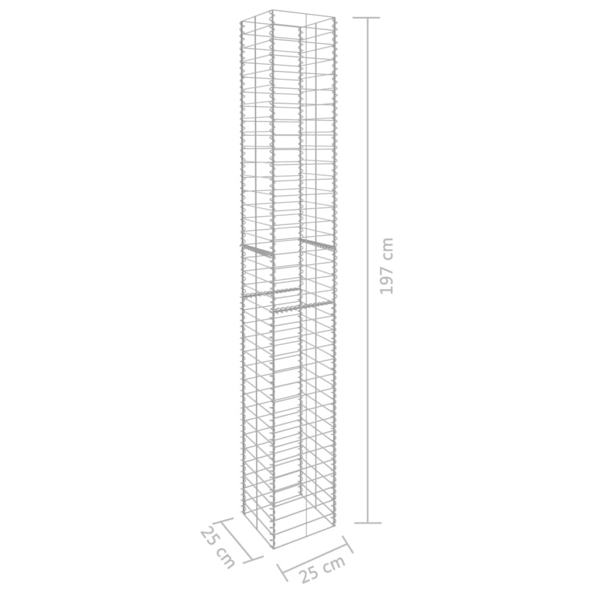 vidaXL Συρματοκιβώτια Σετ 3 τεμ. 25 x 25 x 197 εκ. Γαλβανισμένο Ατσάλι