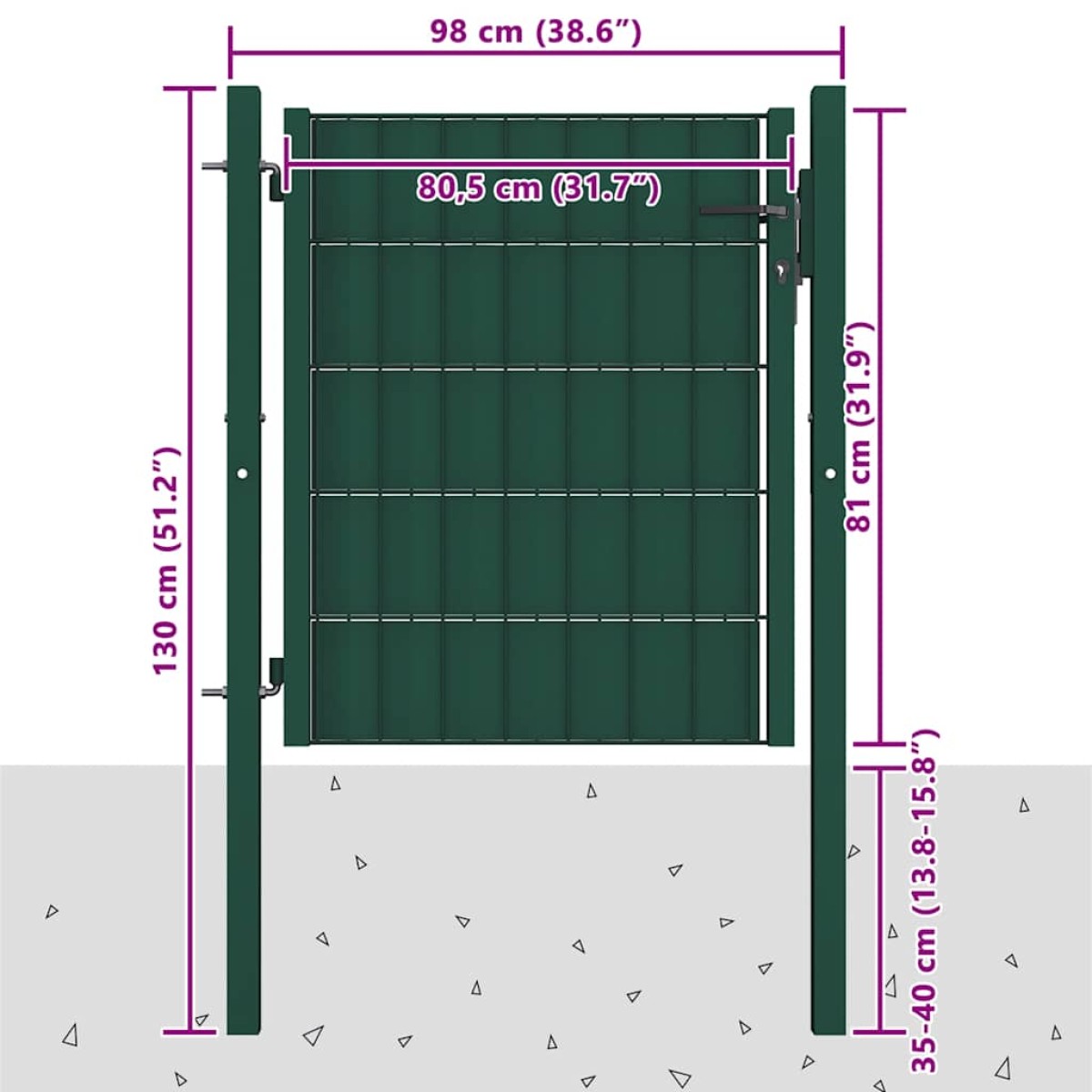 vidaXL Πόρτα Περίφραξης Πράσινη 100 x 81 εκ. από PVC / Ατσάλι