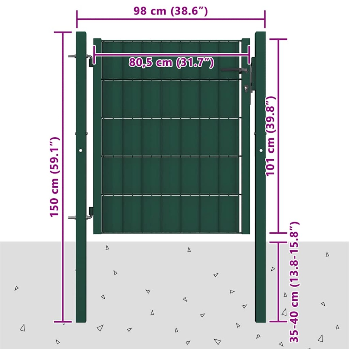 vidaXL Πόρτα Περίφραξης Πράσινη 101 x 100 εκ. από PVC / Ατσάλι