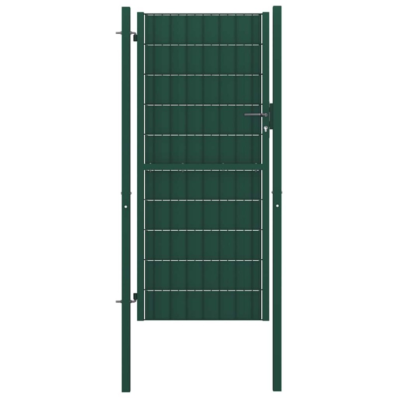 vidaXL Πόρτα Περίφραξης Πράσινη 100x204 εκ. από PVC και Ατσάλι
