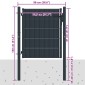 vidaXL Πόρτα Περίφραξης Ανθρακί 100 x 81 εκ. από PVC / Ατσάλι