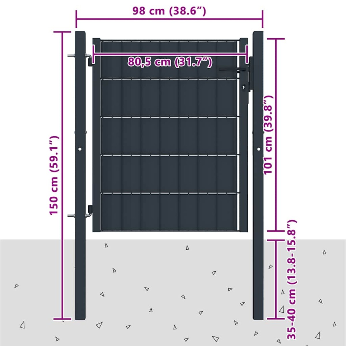 vidaXL Πόρτα Περίφραξης Ανθρακί 100 x 101 εκ. από PVC / Ατσάλι