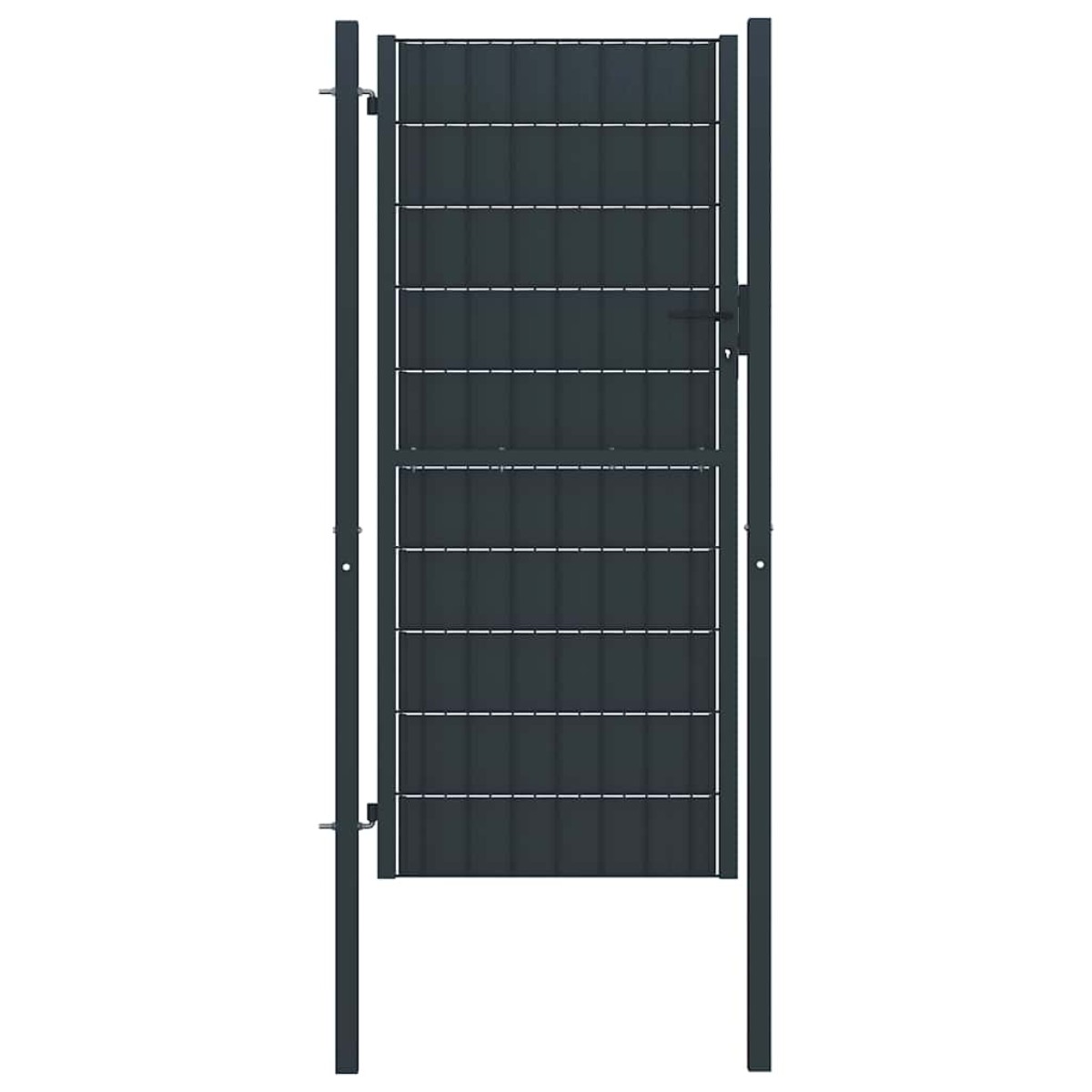 vidaXL Πόρτα Περίφραξης Ανθρακί 100 x 124 εκ. από PVC / Ατσάλι