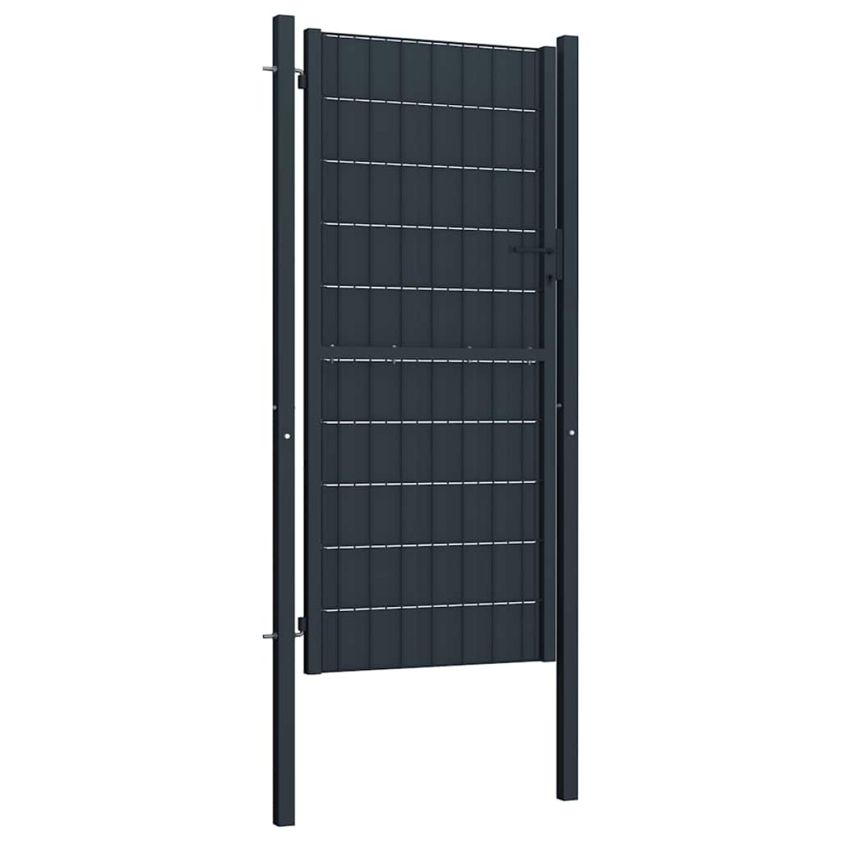 vidaXL Πόρτα Περίφραξης Ανθρακί 100 x 204 εκ. από PVC / Ατσάλι