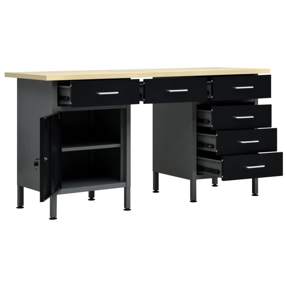 vidaXL Πάγκος Εργασίας Μαύρος 160 x 60 x 85 εκ. Ατσάλινος