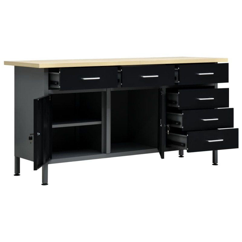 vidaXL Πάγκος Εργασίας Μαύρος 160 x 60 x 85 εκ. Ατσάλινος