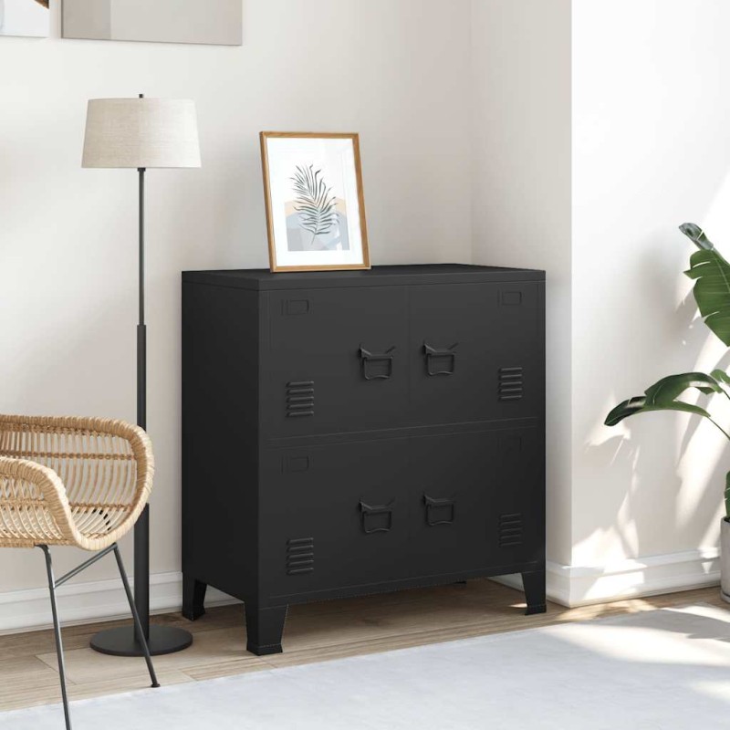 vidaXL Αρχειοθήκη Βιομηχανικού Στιλ Μαύρη 75 x 40 x 80 εκ. Ατσάλινη