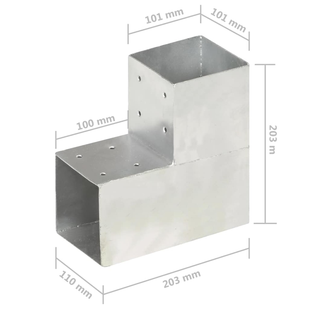 vidaXL Σύνδεσμος Στύλου Σχήματος L 101x101 χιλ. από Γαλβανισμ. Μέταλλο