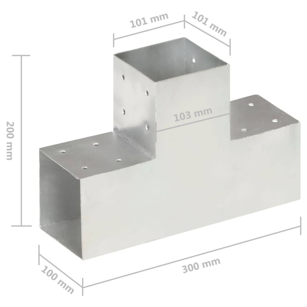 vidaXL Σύνδεσμος Στύλου Σχήματος T 101x101 χιλ. από Γαλβανισμ. Μέταλλο