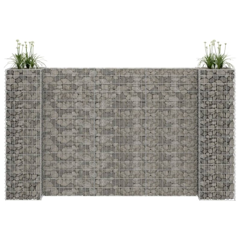 vidaXL Συρματοκιβώτιο Γλάστρα Σχήμα «Η» 260x40x150 εκ. Ατσάλινο Σύρμα