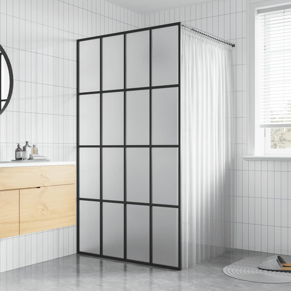 vidaXL Διαχωριστικό Ντουζιέρας 100 x 195 εκ. από Αμμοβολισμένο Ψημένο Γυαλί