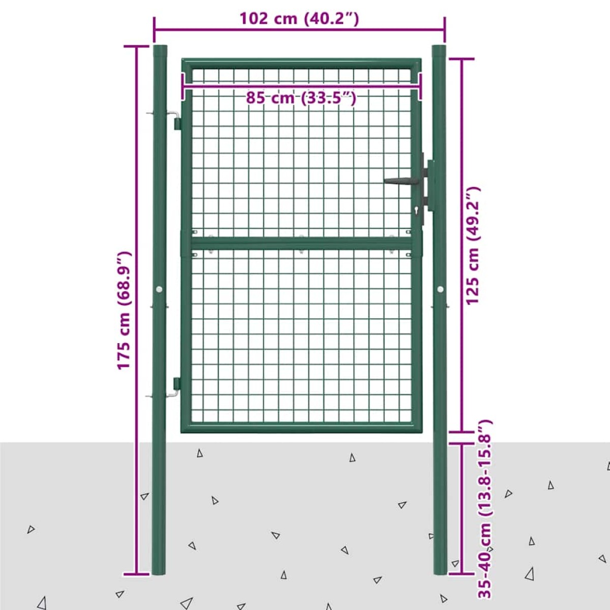 vidaXL Πόρτα Περίφραξης Πράσινη 100 x 125 εκ. Ατσάλινη