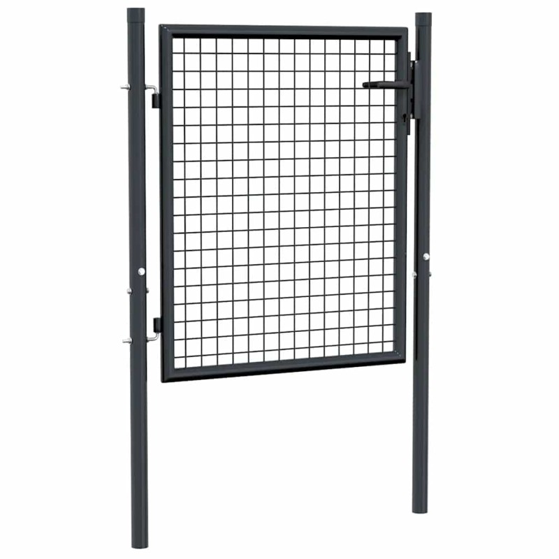 vidaXL Πόρτα Κήπου με Πλέγμα Γκρι 100x75 εκ. από Γαλβανισμένο Ατσάλι