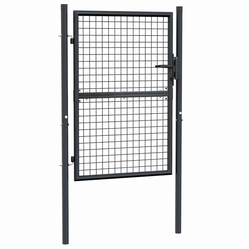 vidaXL Πόρτα Κήπου με Πλέγμα Γκρι 100x125 εκ. από Γαλβανισμένο Ατσάλι