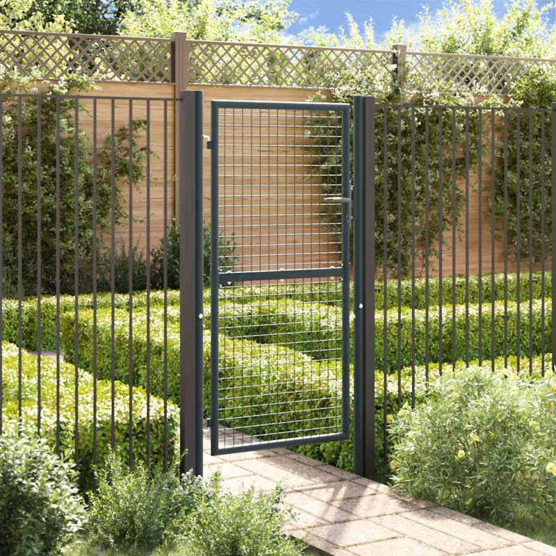 vidaXL Πόρτα Κήπου με Πλέγμα Γκρι 100x175 εκ. από Γαλβανισμένο Ατσάλι