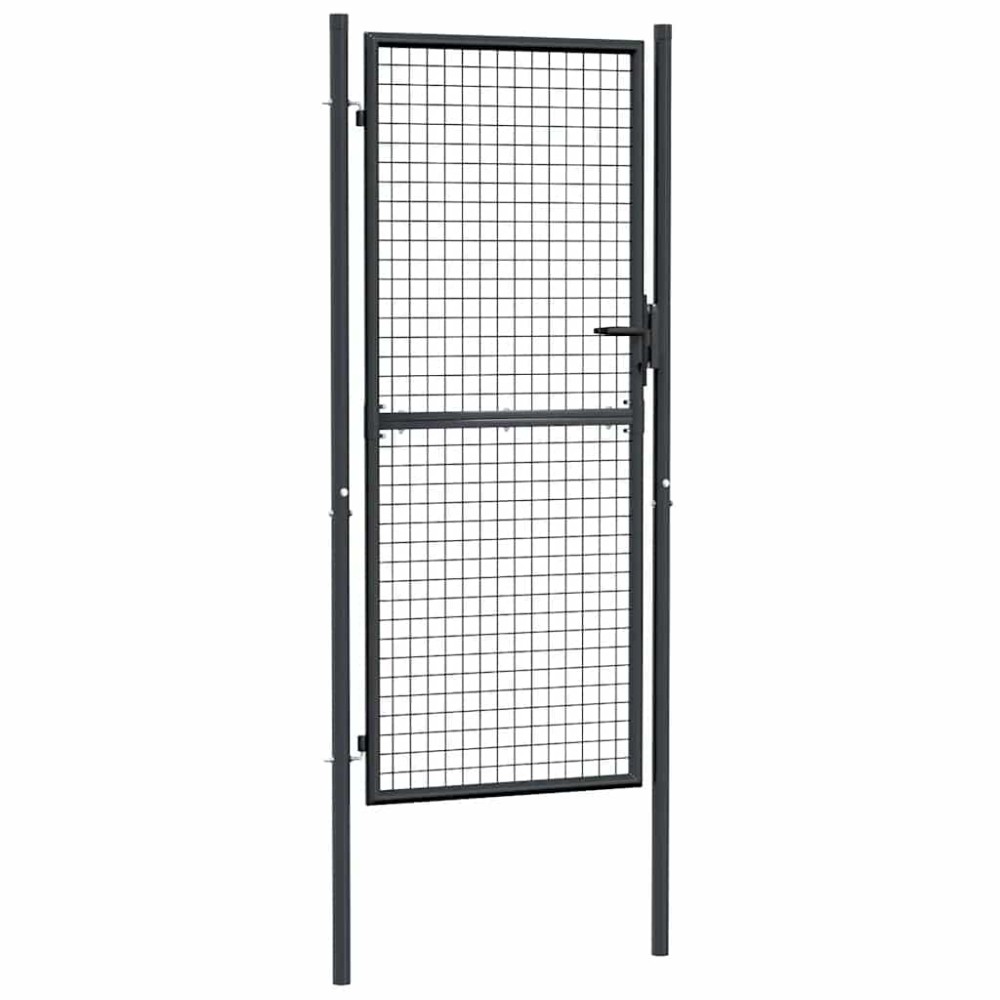 vidaXL Πόρτα Κήπου με Πλέγμα Γκρι 100x200 εκ. από Γαλβανισμένο Ατσάλι