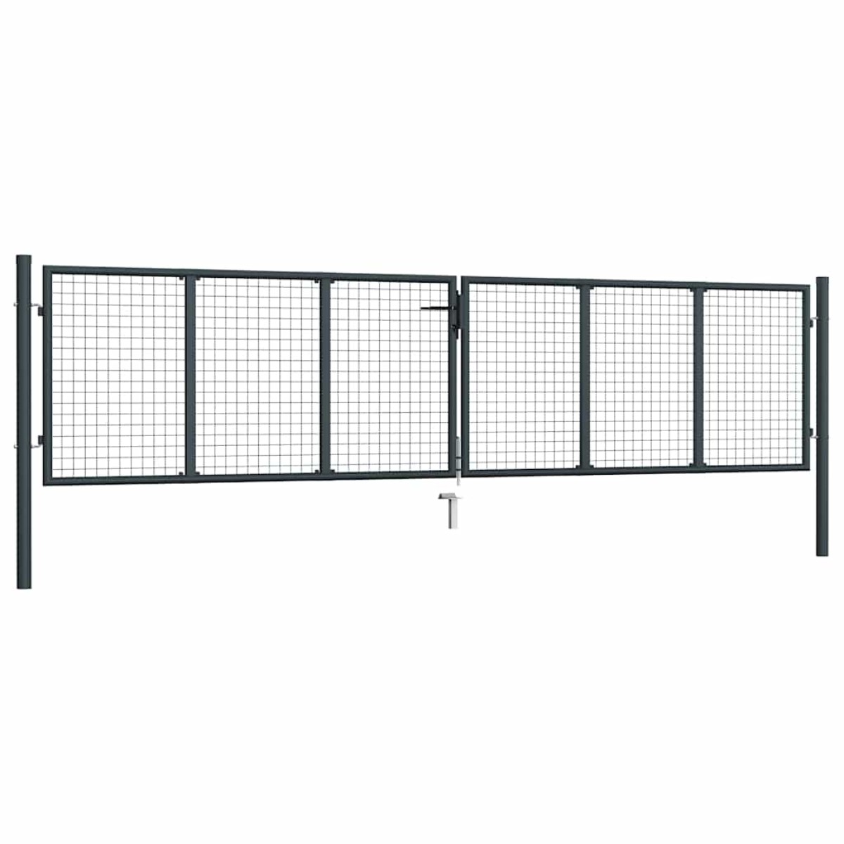 vidaXL Πόρτα Περίφραξης με Πλέγμα Γκρι 400 x 125 εκ. Γαλβαν. Χάλυβας