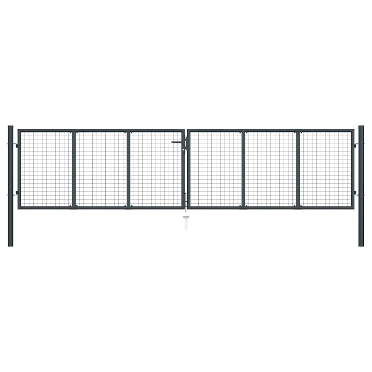 vidaXL Πόρτα Περίφραξης με Πλέγμα Γκρι 400 x 125 εκ. Γαλβαν. Χάλυβας