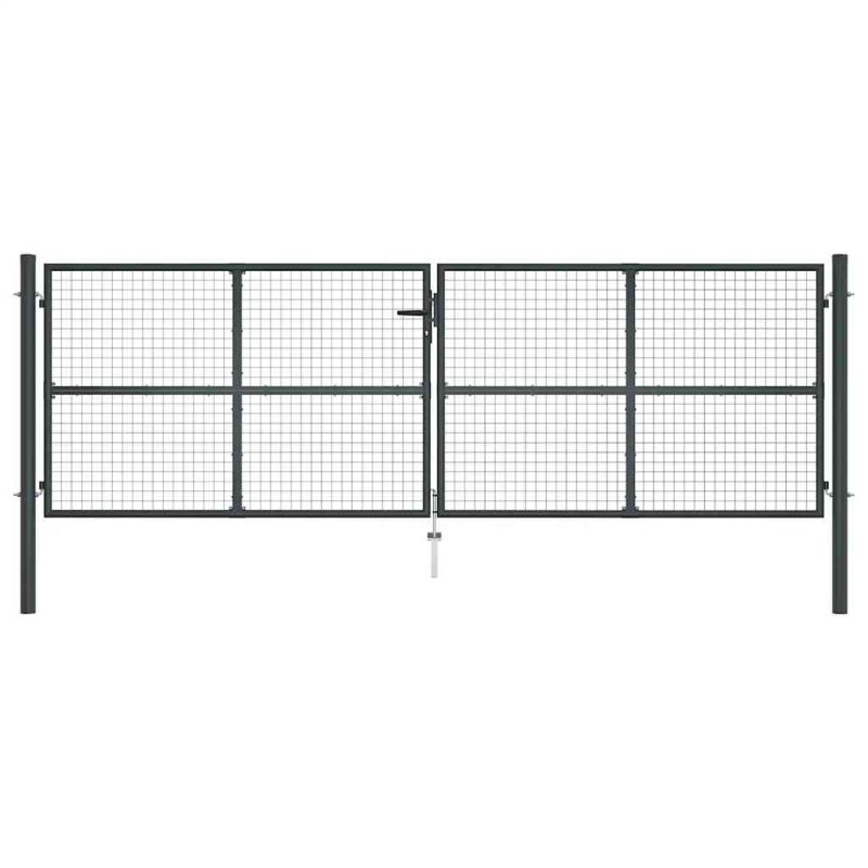 vidaXL Πόρτα Κήπου με Πλέγμα Γκρι 400x125 εκ. από Γαλβανισμένο Ατσάλι