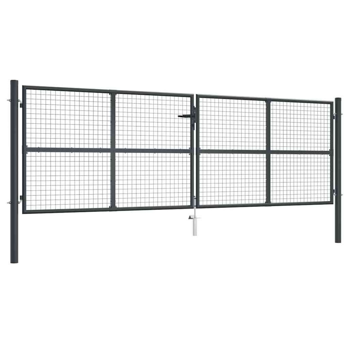 vidaXL Πόρτα Περίφραξης με Πλέγμα Γκρι 400 x 175 εκ. Γαλβαν. Χάλυβας