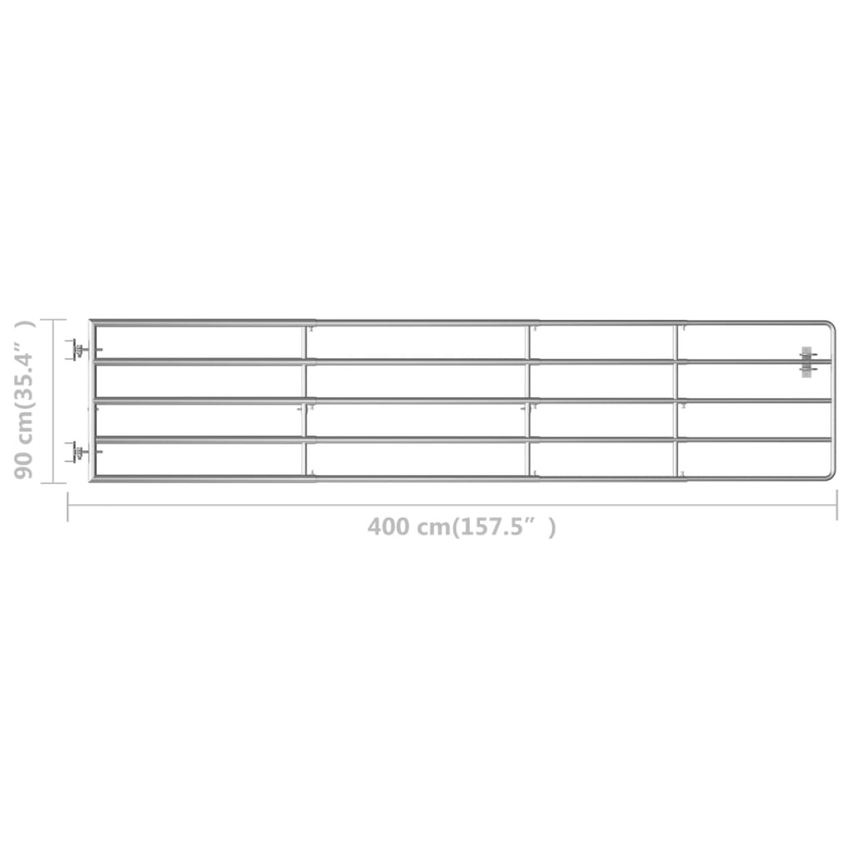vidaXL Πόρτα Αγροκτήματος με 5 Μπάρες Ασημί (150-400)x90 εκ. Ατσάλινη