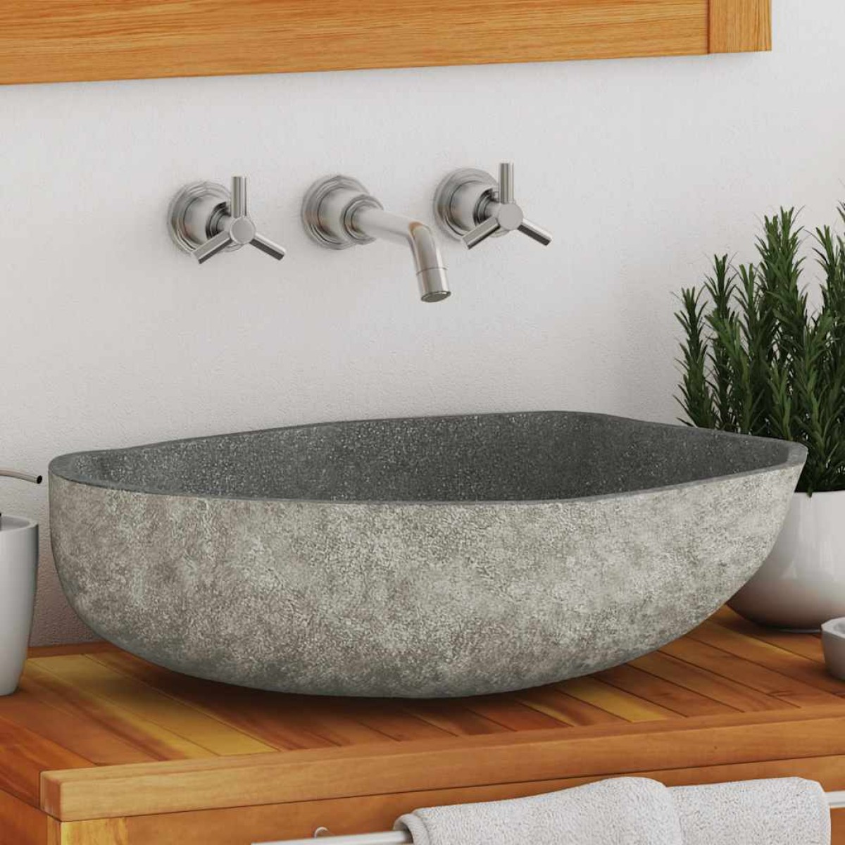 vidaXL Νιπτήρας River Stone Οβάλ 45-53 εκ.