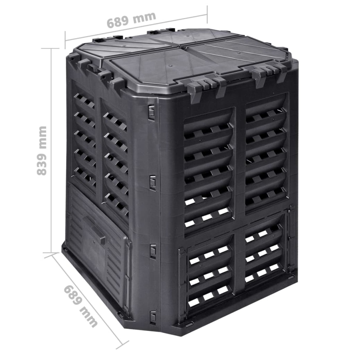 vidaXL Κάδος Κομποστοποίησης Μαύρος 68,9 x 68,9 x 83,9 εκ. 360 Λίτρων