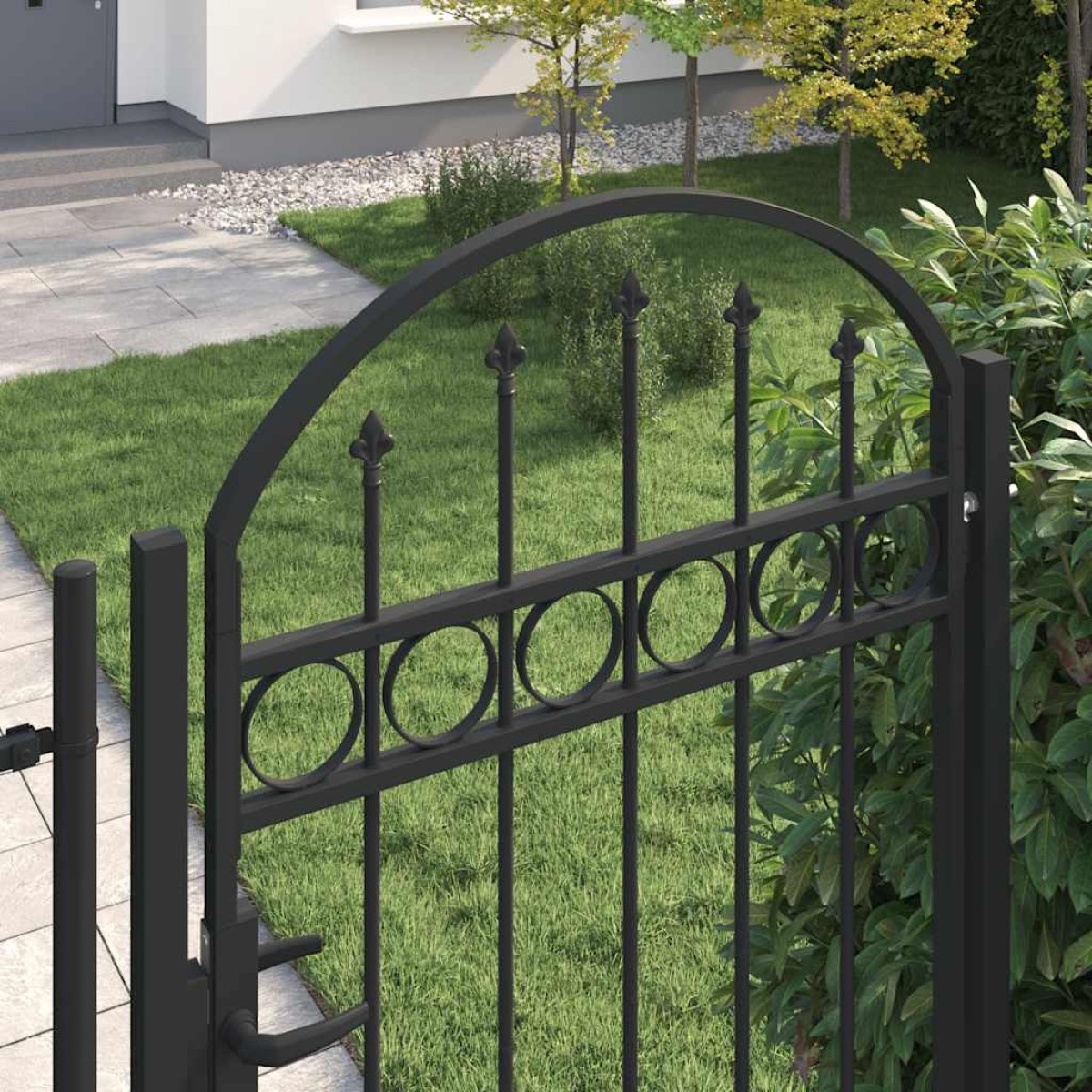 vidaXL Καγκελόπορτα με Αψιδωτή Κορυφή Μαύρη 100 x 250 εκ. από Ατσάλι