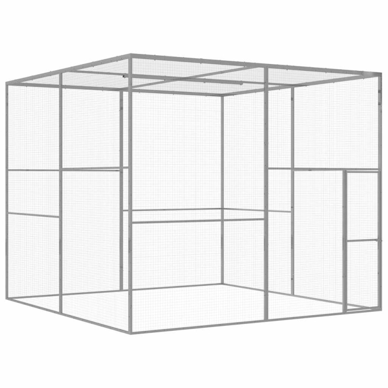 vidaXL Κλουβί Γάτας 3 x 3 x 2,5 μ. από Γαλβανισμένο Χάλυβα
