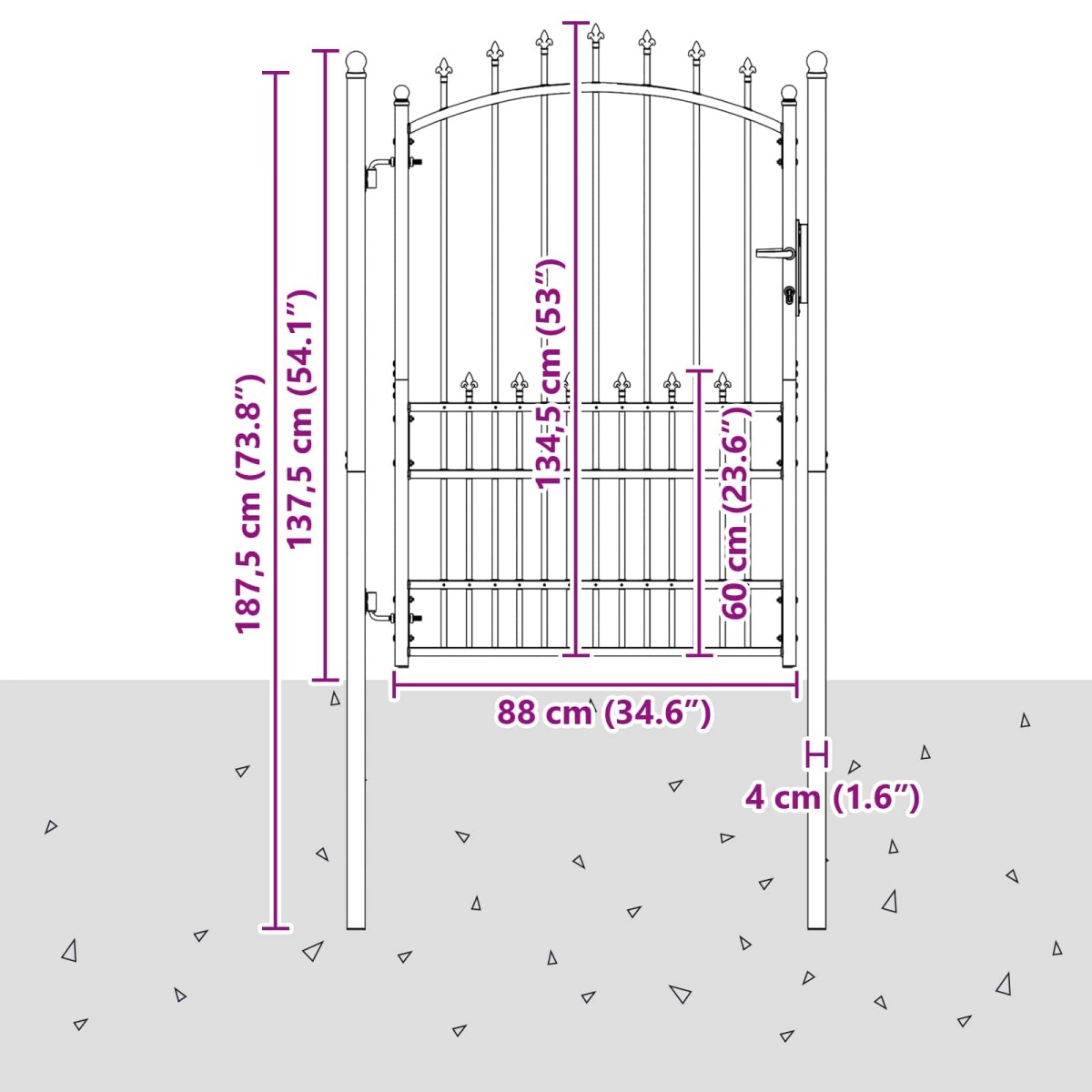vidaXL Πύλη Φράχτη με Ακίδες EMMEN 100 x 175 cm