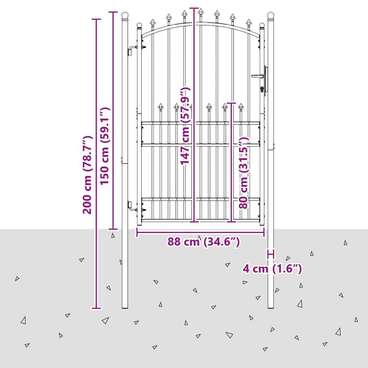 vidaXL Πύλη Φράχτη με Ακίδες EMMEN 100 x 200 cm