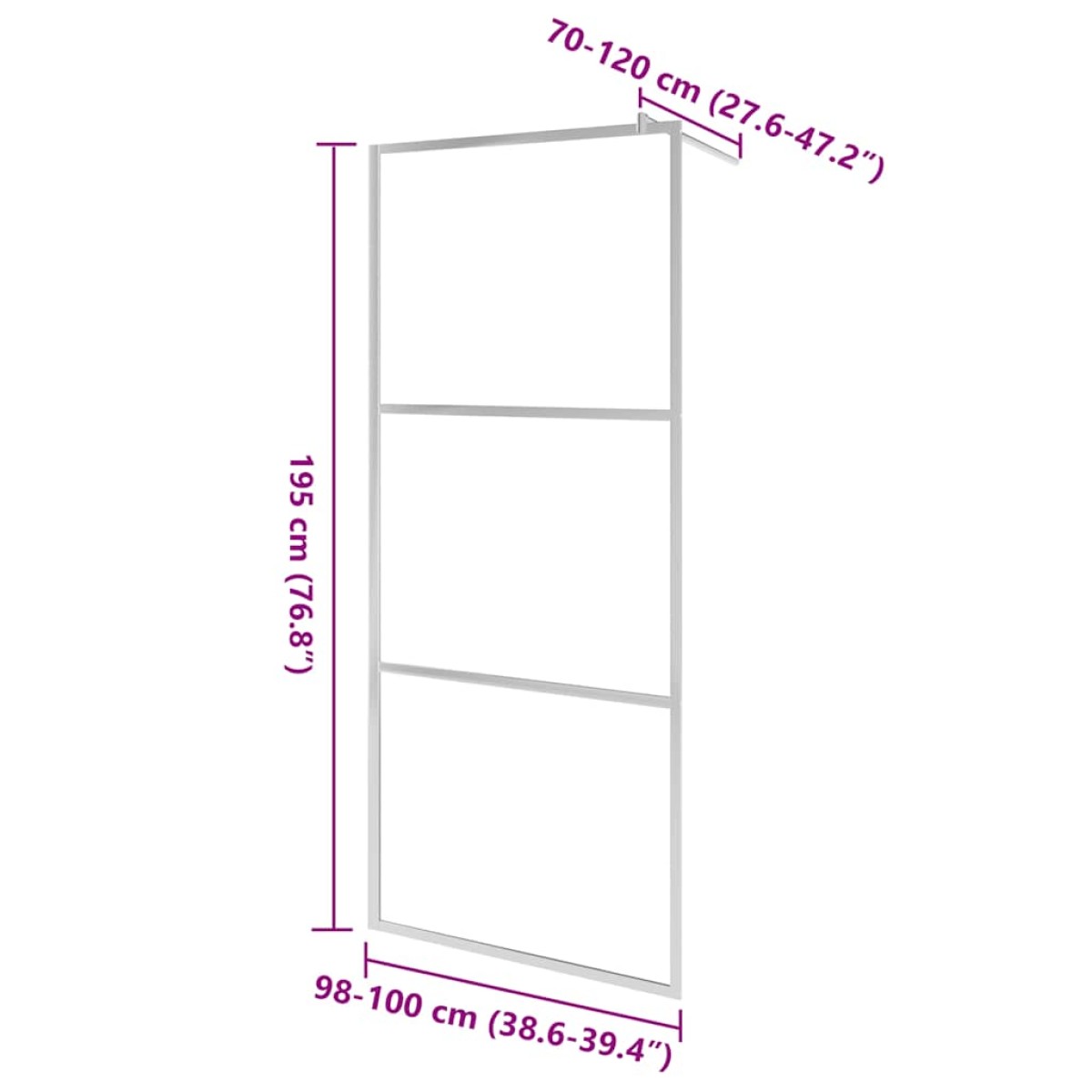 vidaXL Διαχωριστικό Ντουζιέρας Διαφανές 100 x 195 εκ. Γυαλί ESG
