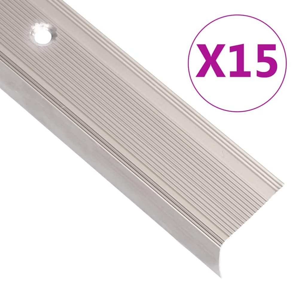 vidaXL Προφίλ Σκαλοπατιών Σχήμα Γ 15 τεμ. Champagne 90 εκ. Αλουμινίου
