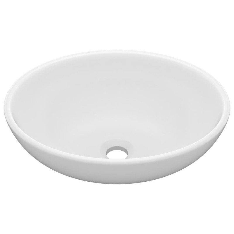 vidaXL Νιπτήρας Πολυτελής Οβάλ Λευκό Ματ 40 x 33 εκ. Κεραμικός