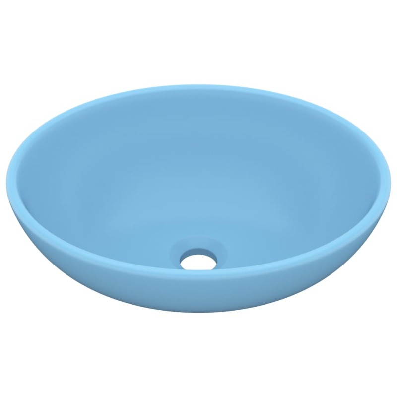 vidaXL Νιπτήρας Πολυτελής Οβάλ Γαλάζιο Ματ 40 x 33 εκ. Κεραμικός