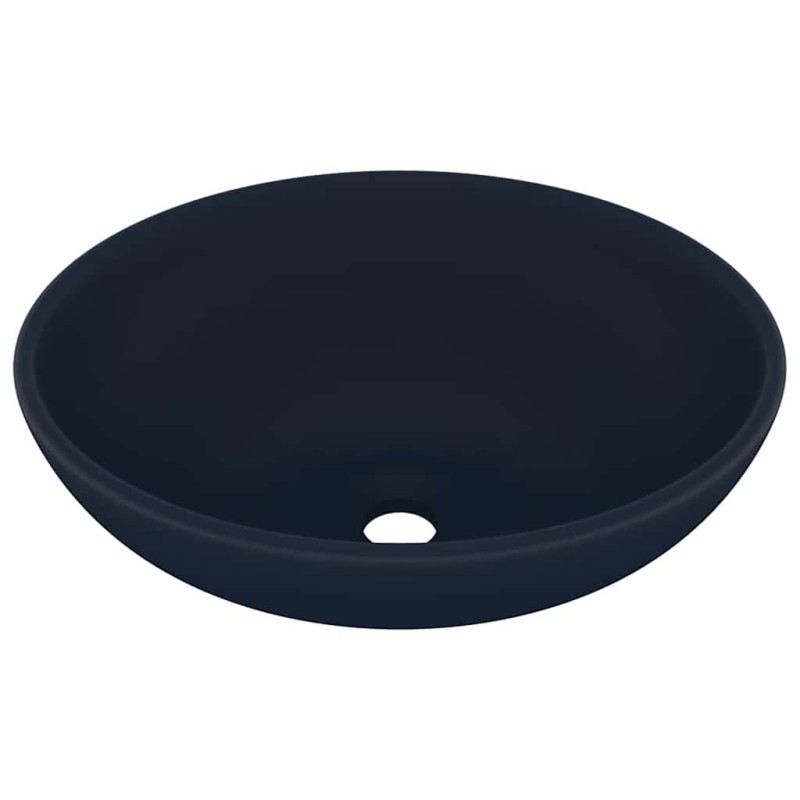vidaXL Νιπτήρας Πολυτελής Οβάλ Σκούρο Μπλε Ματ 40 x 33 εκ. Κεραμικός