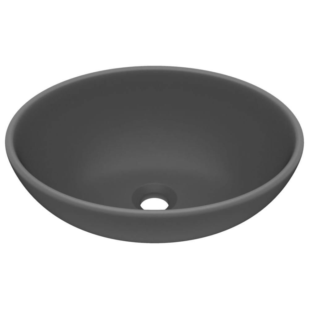 vidaXL Νιπτήρας Πολυτελής Οβάλ Σκούρο Γκρι Ματ 40 x 33 εκ. Κεραμικός