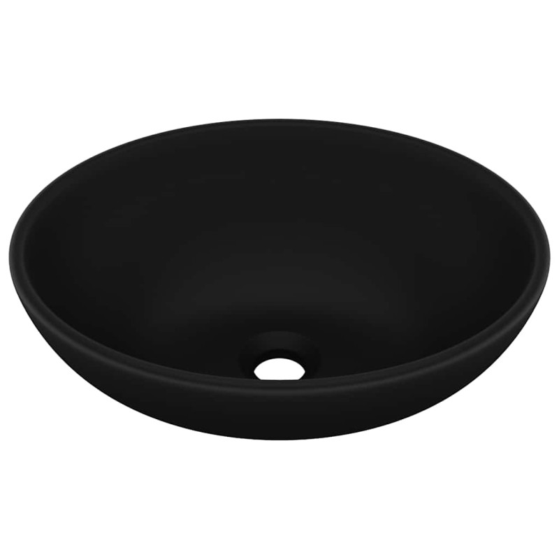 vidaXL Νιπτήρας Πολυτελής Οβάλ Μαύρο Ματ 40 x 33 εκ. Κεραμικός