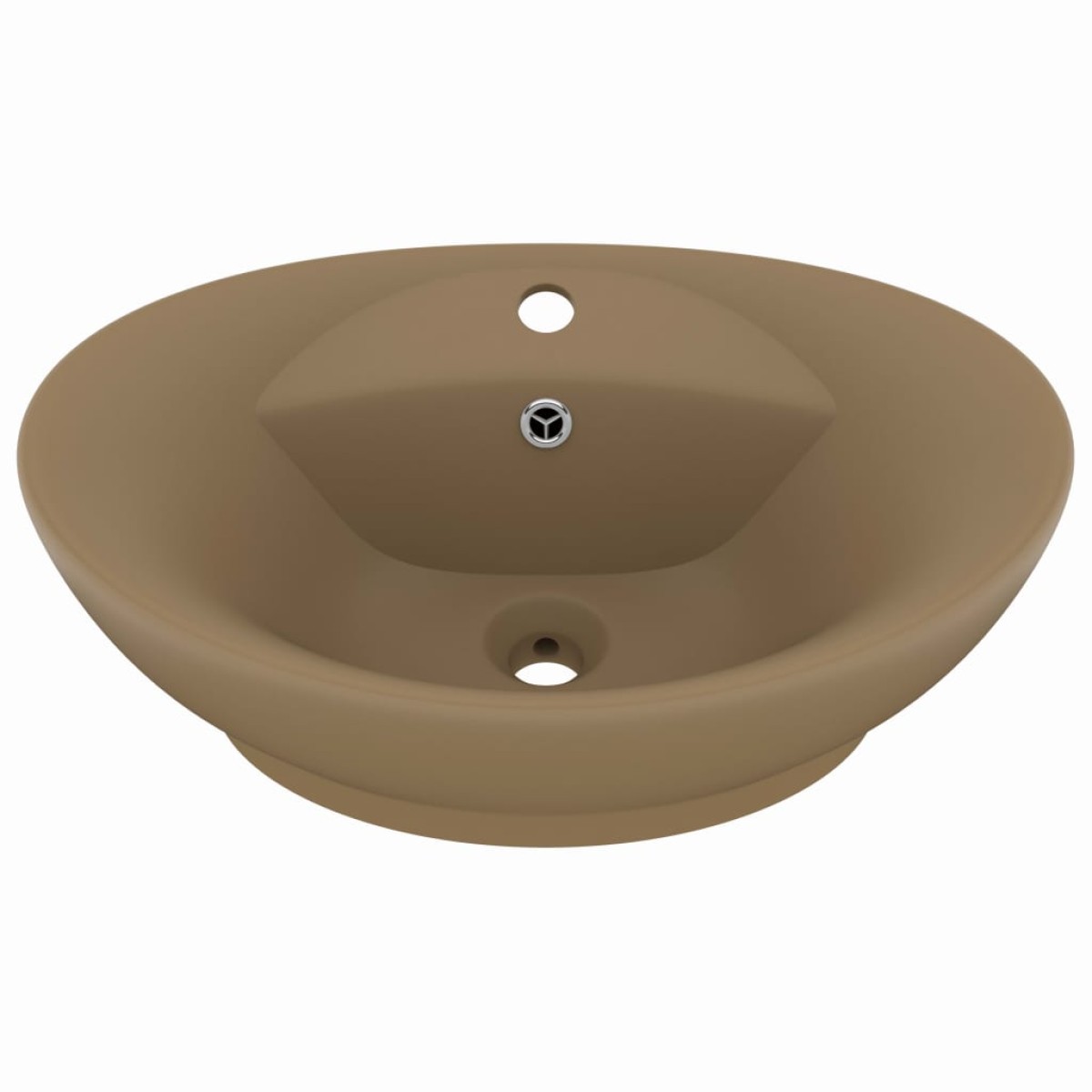 vidaXL Νιπτήρας με Υπερχείλιση Οβάλ Κρεμ Ματ 58,5x39 εκ. Κεραμικός