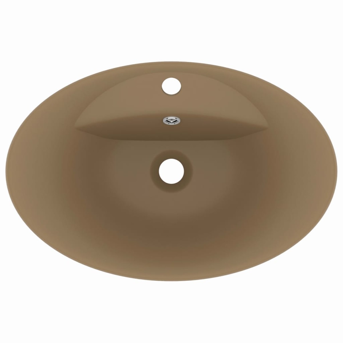 vidaXL Νιπτήρας με Υπερχείλιση Οβάλ Κρεμ Ματ 58,5x39 εκ. Κεραμικός