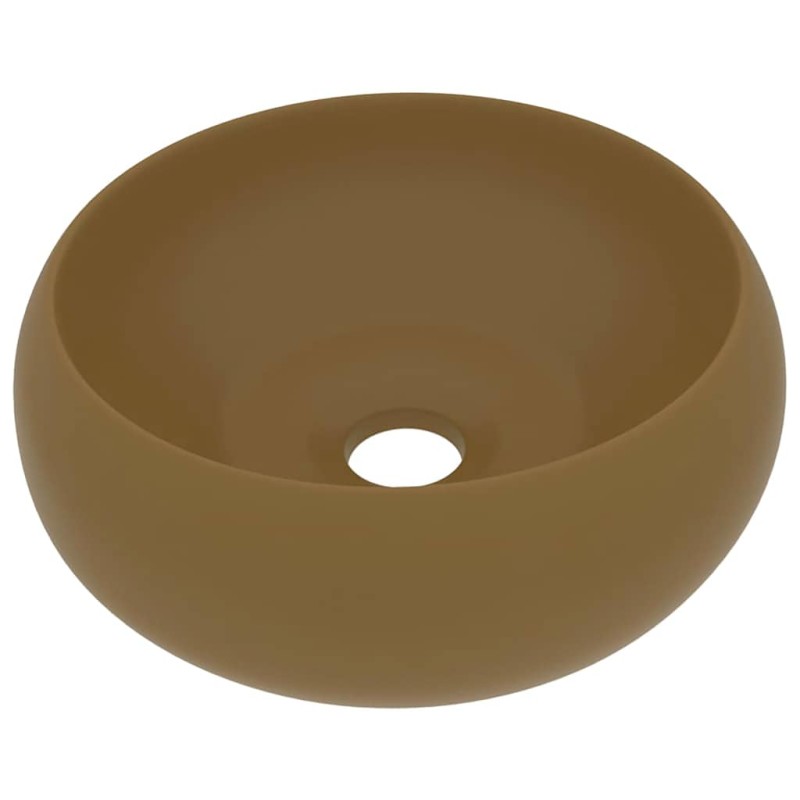 vidaXL Νιπτήρας Πολυτελής Στρογγυλός Κρεμ Ματ 40 x 15 εκ. Κεραμικός