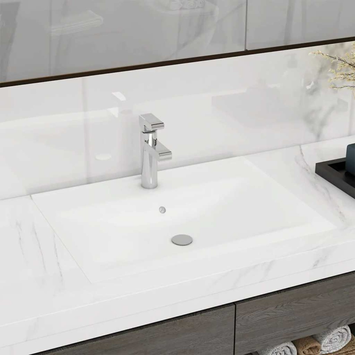 vidaXL Νιπτήρας με Οπή Βρύσης Λευκό Ματ 60 x 46 εκ. Κεραμικός