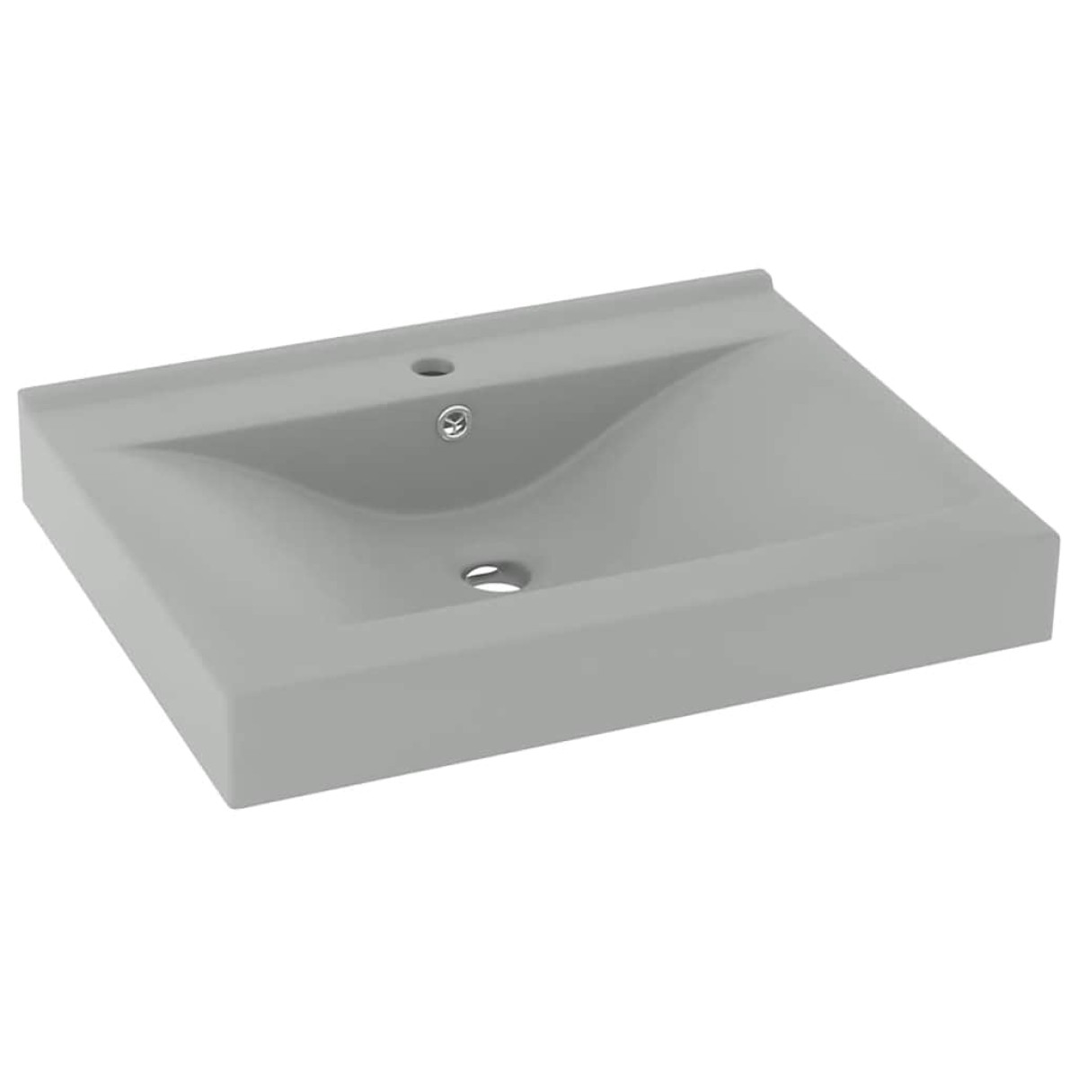 vidaXL Νιπτήρας με Οπή Βρύσης Ανοιχτό Γκρι Ματ 60 x 46 εκ. Κεραμικός