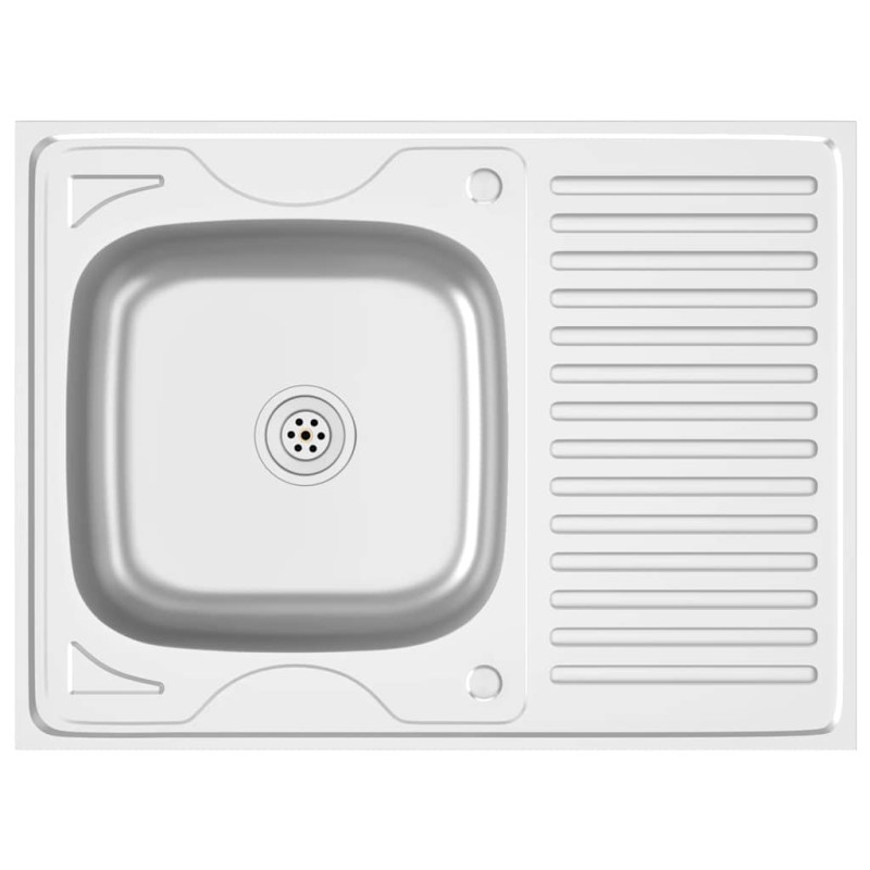 vidaXL Νεροχύτης + Ποδιά Σετ Ασημί 800x600x155 χιλ. Ανοξείδωτο Ατσάλι