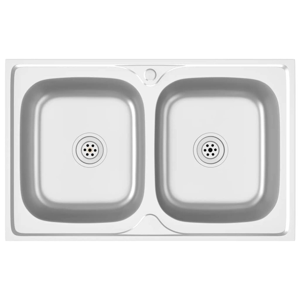 vidaXL Νεροχύτης Διπλή Γούρνα Ασημί 800x500x155 χιλ. Ανοξείδωτο Ατσάλι