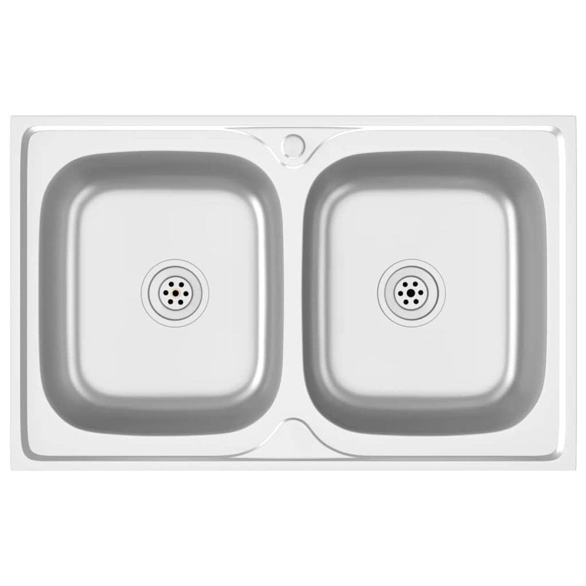 vidaXL Νεροχύτης Διπλή Γούρνα Ασημί 800x500x155 χιλ. Ανοξείδωτο Ατσάλι